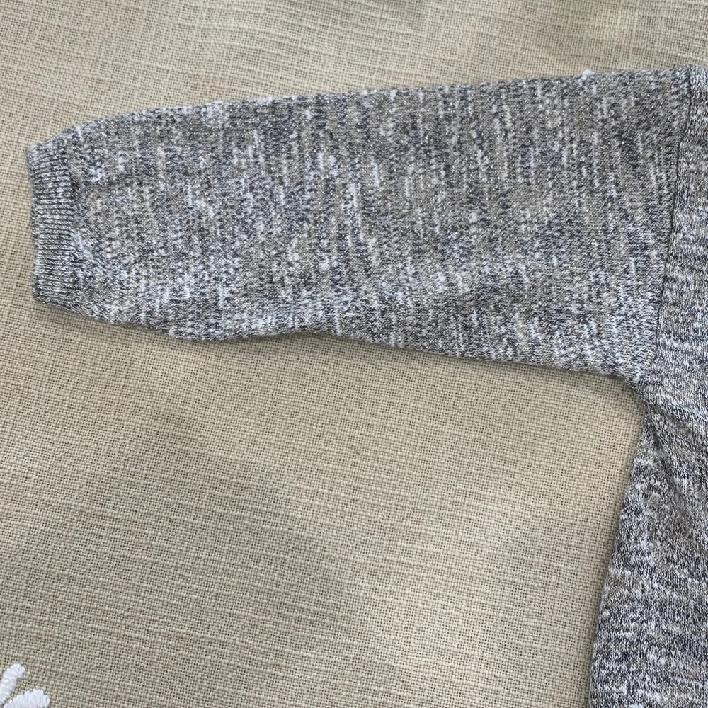 LOFT Light Heather Gray Open-Front Cardigan with Metallic silver - Picture 4 of 6